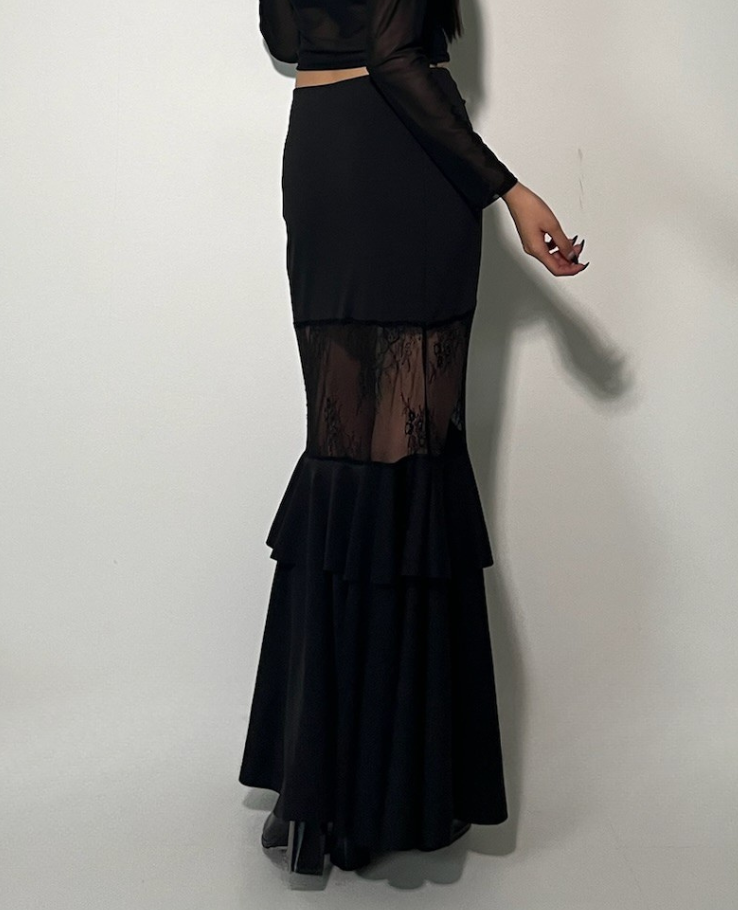 Shear Lace Docking Long Skirt /シアーレースドッキングロングスカート TR-10935