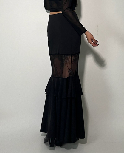 Shear Lace Docking Long Skirt /シアーレースドッキングロングスカート TR-10935