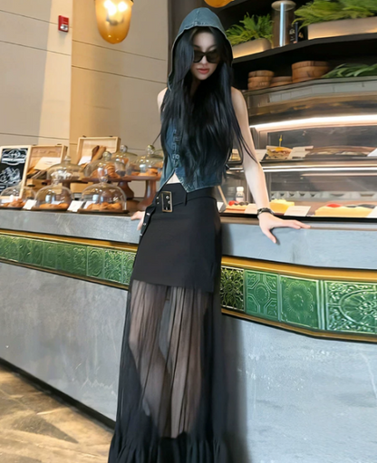 Flare long shear skirt / フレアロングシアースカート TR-10678