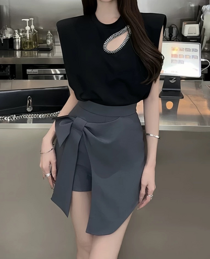 ミニスカート Chevron miniskirt MG2252_15PM_F0241_S_OOO Ribbon tight slit miniskirt / リボンタイトスリットミニ