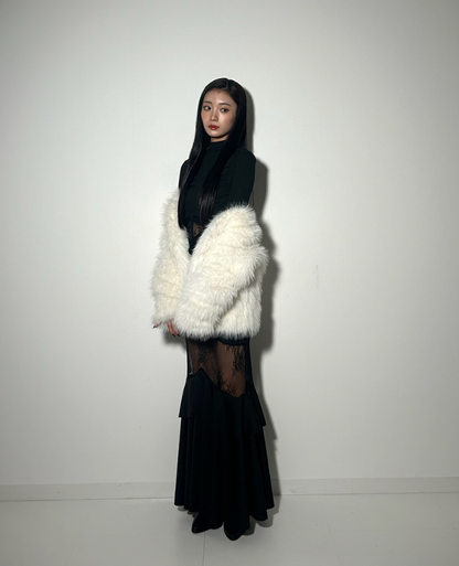 Shear Lace Docking Long Skirt /シアーレースドッキングロングスカート TR-10935