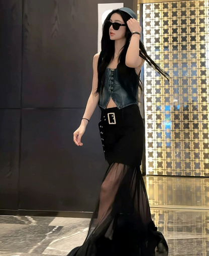 Flare long shear skirt / フレアロングシアースカート TR-10678