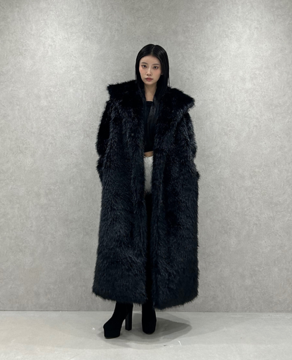 Fur wool long coat / ファーウールロングコート TR-10944