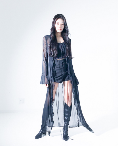 Long shear frill cardigan / ロングシアーフリルカーディガン TR-10865