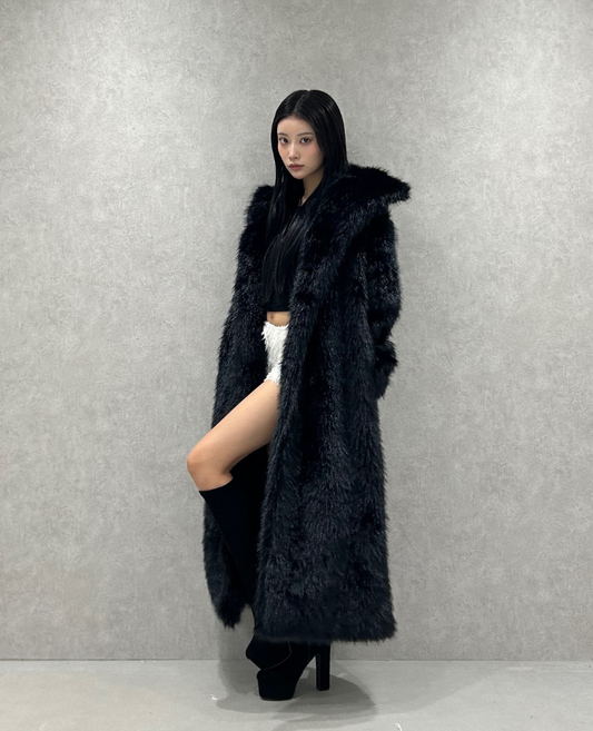 Fur wool long coat / ファーウールロングコート TR-10944