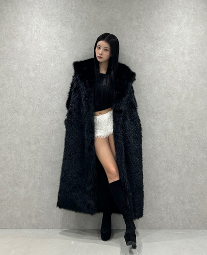 Fur wool long coat / ファーウールロングコート TR-10944