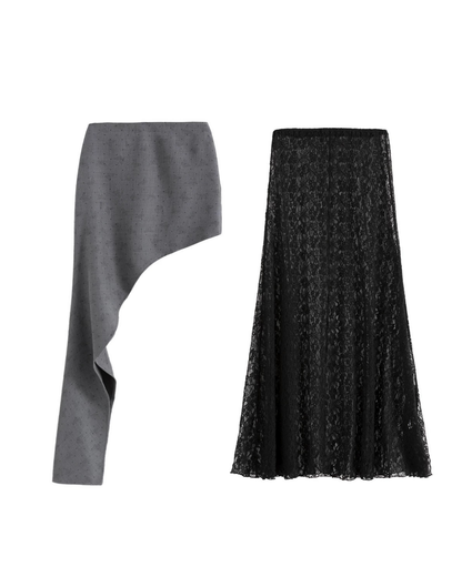 High-waist see-through lace long skirt / ハイウエストシースルーレースロングスカート TR-10643