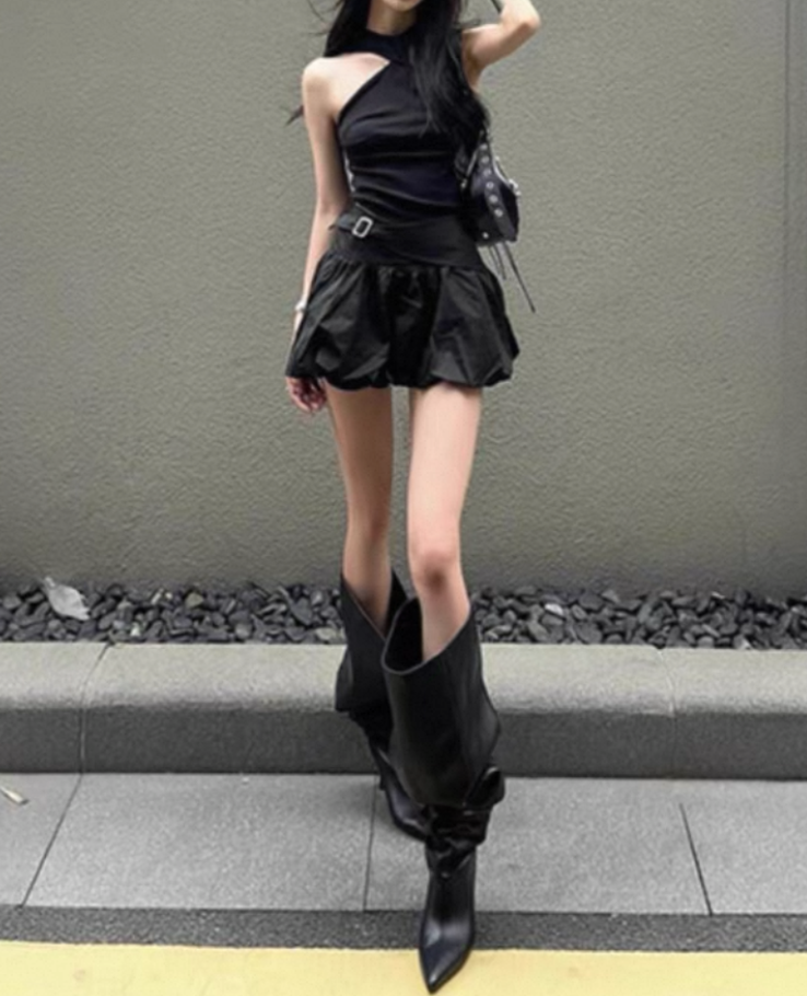Frill Tight Cross-Neck Setup / フリルタイトクロスネックセットアップ TR-10908
