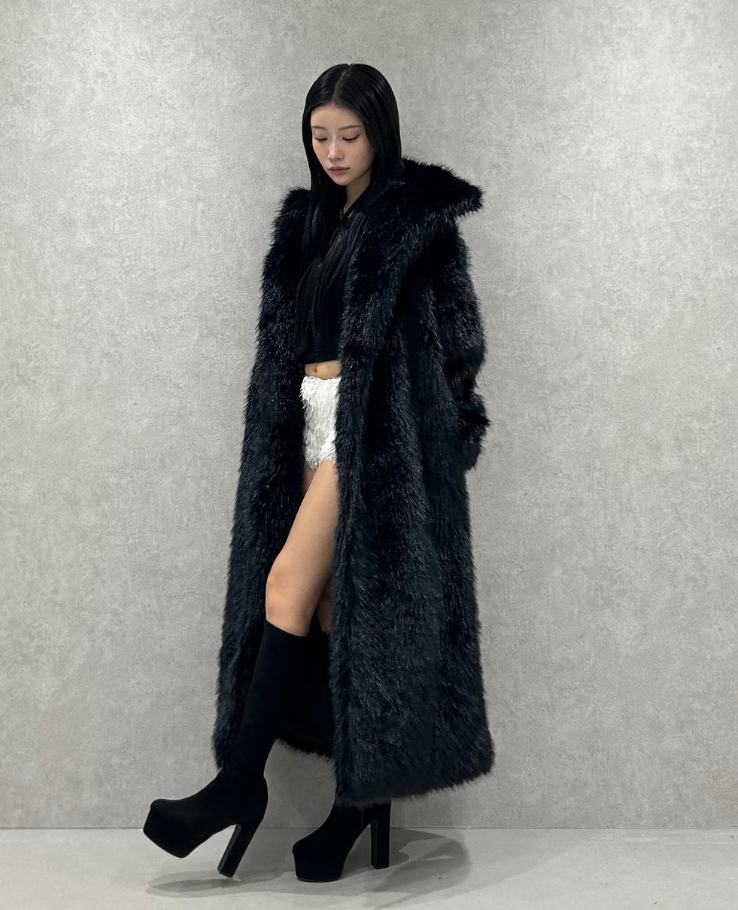 Fur wool long coat / ファーウールロングコート TR-10944