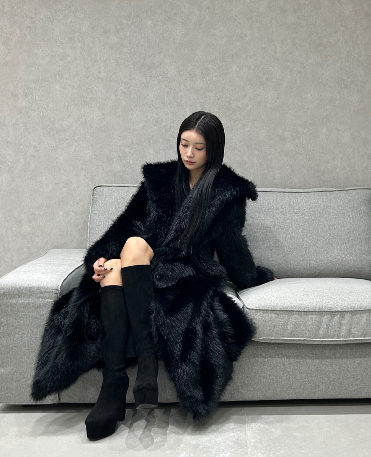 Fur wool long coat / ファーウールロングコート TR-10944