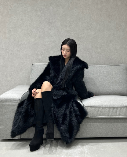 Fur wool long coat / ファーウールロングコート TR-10944